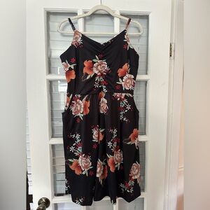 YATHON Women’s XL Casual Sleeveless Black Floral Sundress | SKU 0316